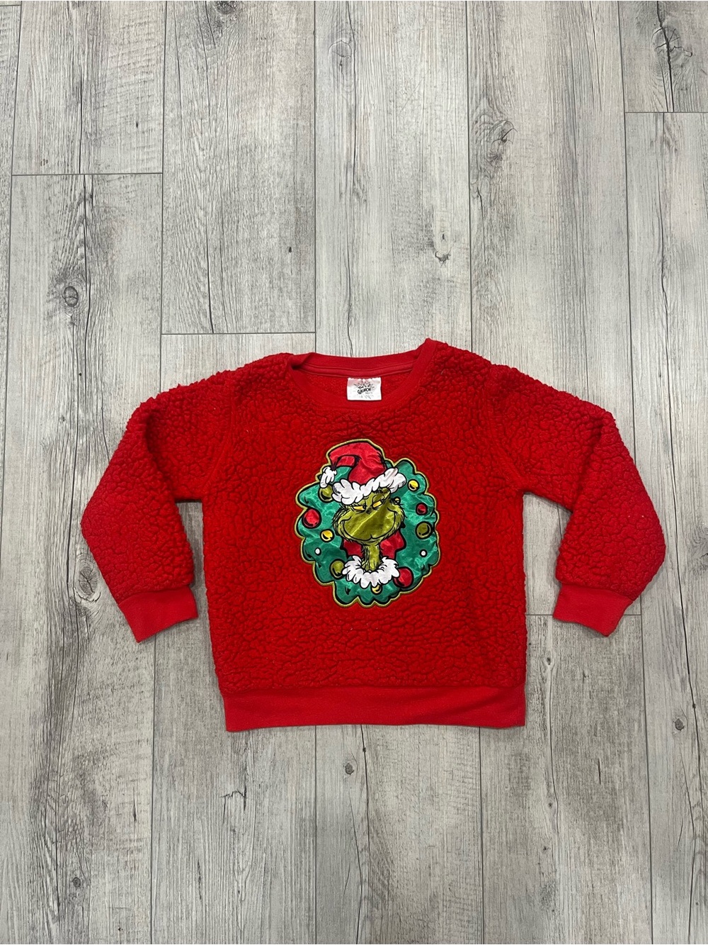 5 for $10 Dr. Seuss Red Kids Grinch Wreath Sherpa Sweatshirt